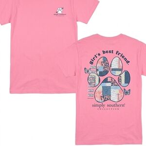 NWT-Simply Southern Girls' Best Friend Pink Patch Paw Tee